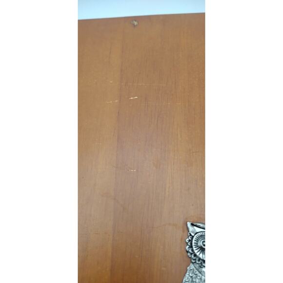 Wooden Owl Cheese Board with Copper-Tone Metal Owl Cheese Spreader – Distressed - Picture 13 of 13